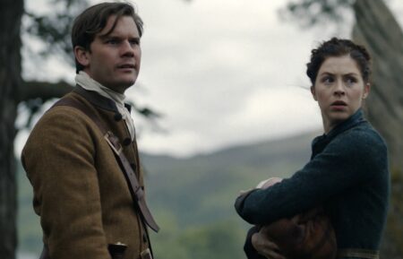 Jeremy Irvine and Hermione Corfield in 'Outlander: Blood of My Blood' Season 2