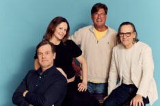 Peter Krause, Sarah Ramos, David Hudgins, and Jason Katims at TV Insider's studio at ATV TV Festival