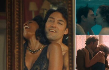 Nafessa Williams, Alex Hassell, Danny Dyer, Katherine Parkinson, Aidan Turner, and Victoria Smurfit in 'Rivals'