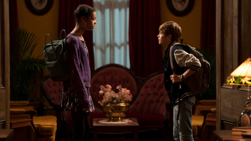 Kyliegh Curran as Harper Dunn and Preston Oliver as Griffin Campbell in 'Secrets of Sulphur Springs'