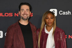 Alexis Ohanian, founder of Athlos, and former American tennis player Serena Williams arrive prior to ATHLOS NYC25 on October 10, 2025 at Icahn Stadium on Randall's Island in New York City
