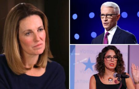 Sharyn Alfonsi on '60 Minutes'; Anderson Cooper at the CNN Democratic Presidential Primary Debate at the Whiting Auditorium at the Cultural Center Campus on March 6, 2016; Cecilia Vega at Voto Latino's 'Our Voices' Celebration at Decatur House on April 28, 2023, in Washington, D.C.