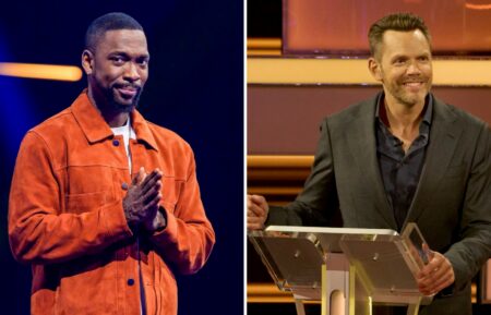 (left) Jay Pharoah on "The Quiz With Balls," (right) Joel McHale on "The 1% Club"