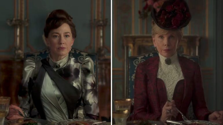 Carrie Coon as Bertha Russell, Christine Baranski as Agnes van Rhijn in 'The Gilded Age' Season 4 trailer