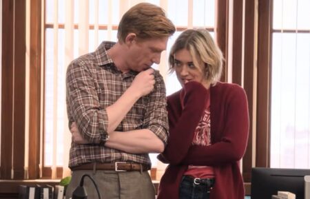 Domhnall Gleeson and Chelsea Frei in 'The Paper' Season 2