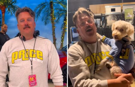 "The Price Is Right" art director Dan Boland and his dog, Jeffrey, on set of the game show