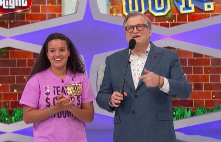 "The Price Is Right" contestant (left) Cambridge Walton playing a perfect game of Hole-In- One on June 8, 2026, next to host Drew Carey (Right)