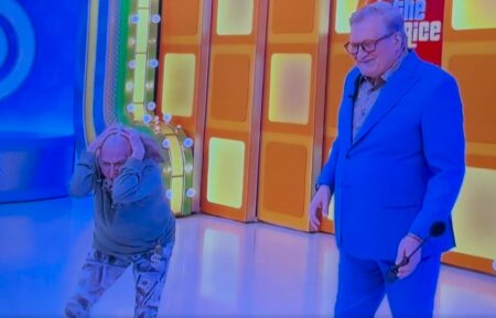 "The Price Is Right" contestant Don Waterman (left) threw off her wig on June 23, 2026, host Drew Carey (right) stood in shock