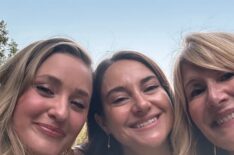 AJ Michalka, Shailene Woodley, and Laura Dern behind the scenes of 'The White Lotus' Season 4