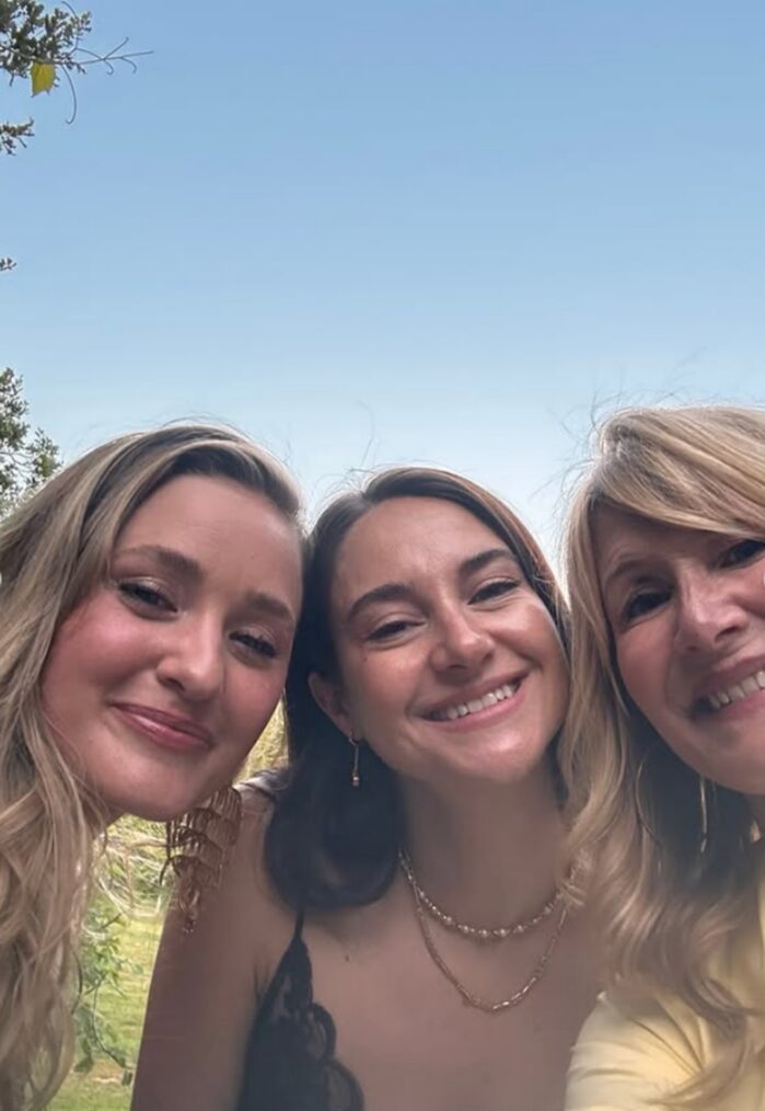 AJ Michalka, Shailene Woodley, and Laura Dern behind the scenes of 'The White Lotus' Season 4