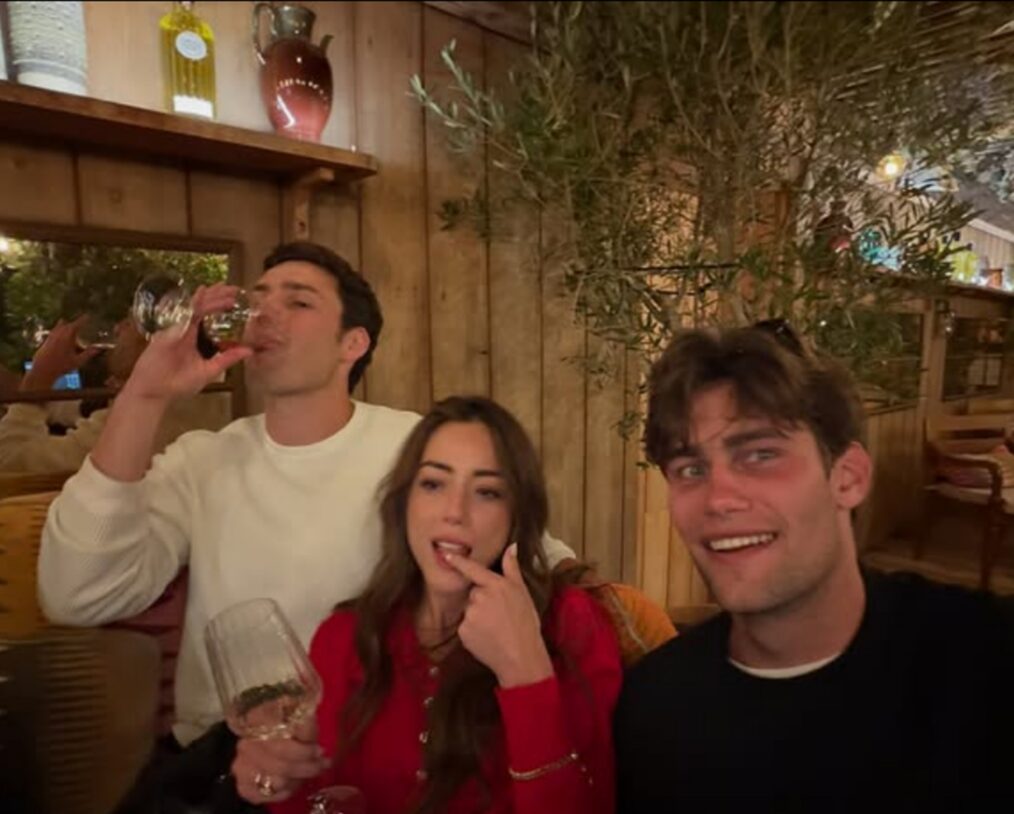 Charlie Hall, Chloe Bennet, and Caleb Jonte Edwards behind the scenes of 'The White Lotus' Season 4