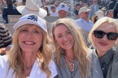 Laura Dern, AJ Michalka, and Nadia Treszkiewicz behind the scenes of 'The White Lotus' Season 4