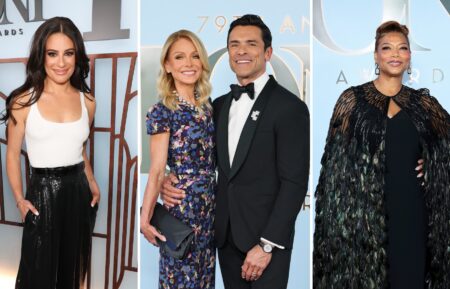 Lea Michele, Kelly Ripa, Mark Consuelos, and Queen Latifah at the 2026 Tony Awards