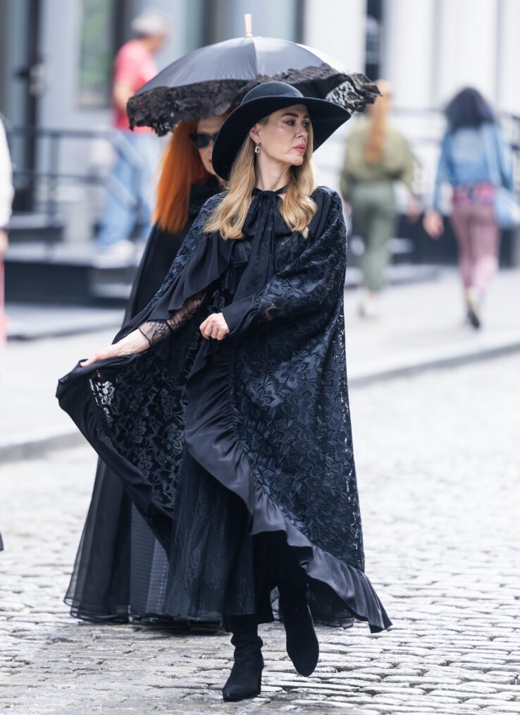 NEW YORK, NEW YORK - JULY 09: Sarah Paulson is seen filming "American Horror Story" in SoHo on July 09, 2026 in New York City. (Photo by TheStewartofNY/GC Images)