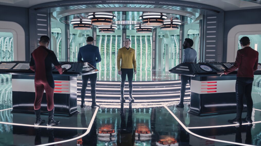 Anson Mount as Captain Pike in Season 4, Episode 1, of 'Star Trek: Strange New Worlds,' Paramount+, premieres July 23, 2026.