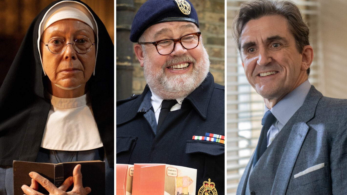 CALL THE MIDWIFE, Stephen McGann, (Season 12, ep. 1201, aired in the US on March 19, 2023). photo: Olly Courtney / ©PBS/Neal Street Prod. / courtesy Everett Collection; CALL THE MIDWIFE, Jenny Agutter, (Season 14, episode 1405, aired in the US on April 27, 2025). photo: Olly Courtney / ©PBS/Neal Street Prod./BBC / Courtesy Everett Collection; CALL THE MIDWIFE, Cliff Parisi, (Season 11, ep. 1105, aired in the US on April 17, 2022). photo: Sally Mais / ©PBS/Neal Street Prod. / courtesy Everett Collection