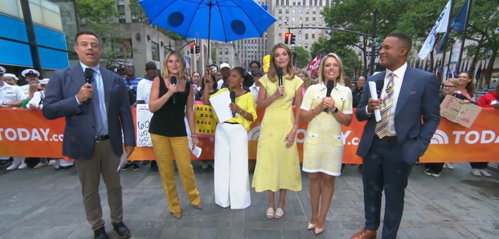 Carson Daly, Jenna Bush Hager, Sheinelle Jones, Savannah Guthrie, Dylan Dreyer, and Craig Melvin on the July 7, 2026, episode of NBC's 'Today.'