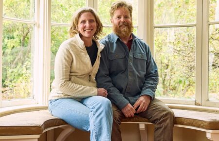 Chase & wife Sarah in the parlor at the B&B as seen on Maine Cabin Masters.