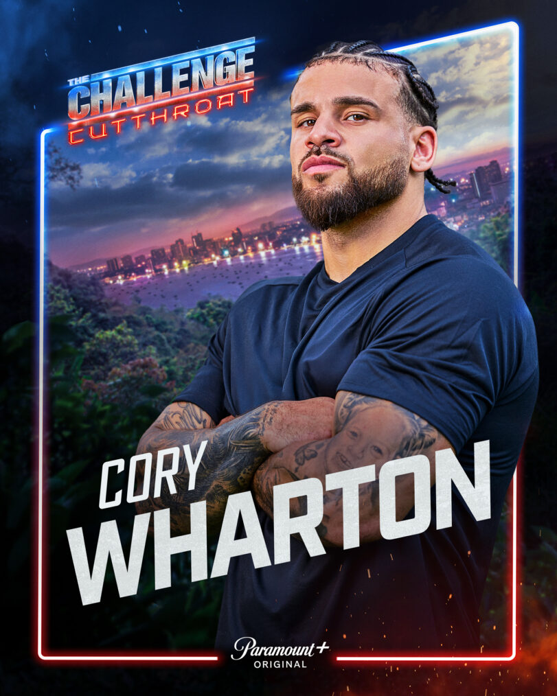 Key Art for The Challenge, Season 42, featuring Cory Wharton, streaming on Paramount+ 2026. Photo credit: Jonne Roriz/Paramount+