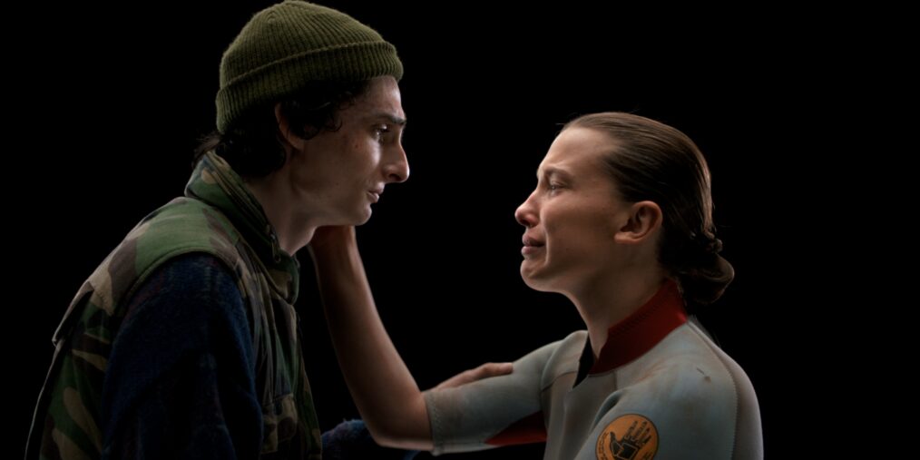 STRANGER THINGS: SEASON 5. (L to R) Finn Wolfhard as Mike Wheeler and Millie Bobby Brown as Eleven in Stranger Things: Season 5. Cr. COURTESY OF NETFLIX © 2025