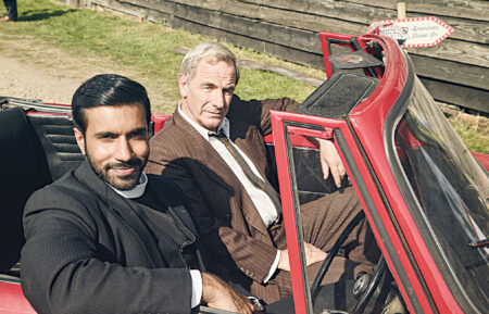 MASTERPIECE Mystery! Grantchester The Final Season Premieres Sunday, June 14, 2026 at 9/8c on PBS Shown from left to right: Rishi Nair as Alphy Kottaram and Robson Green as Geordie Keating For editorial use only. Courtesy of Kudos and MASTERPIECE
