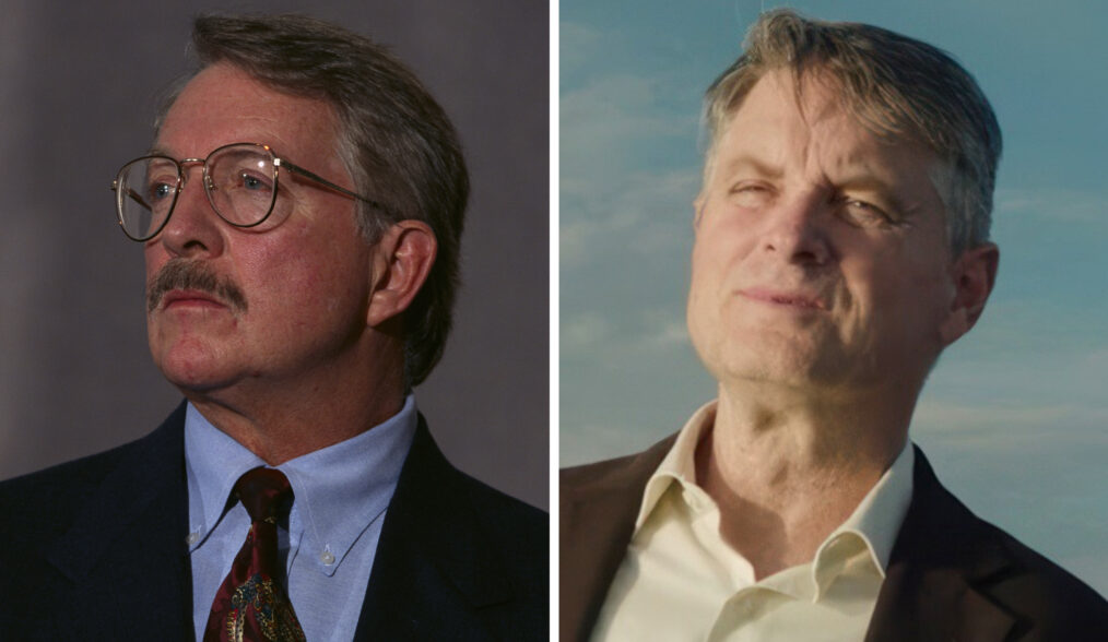 (Original Caption) Boulder, Colorado: District Attorney Alex Hunter and police Chief Tom Koby announce expert prosecution task force. (Photo by © Steve Starr/CORBIS/Corbis via Getty Images); LAKE GEORGE, from left: Shea Whigham, Carrie Coon, 2024. © Magnet Releasing /Courtesy Everett Collection