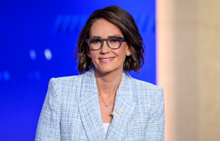 Host Jessica Tarlov as Vice President of the United States JD Vance discusses new his book "Communion: Finding My Way Back to Faith" as he visits "The Five" at Fox News Channel Studios on June 16, 2026 in New York City.
