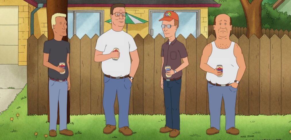 KING OF THE HILL, from left: Boomhauer (voice: Mike Judge), Hank Hill (voice: Mike Judge), Dale Gribble (voice: Toby Huss), Bill Dauterive (voice: Stephen Root), (Season 14, aired Aug. 4, 2025). photo: Disney/Mike Judge / ©Hulu/Disney / Courtesy of Everett Collection