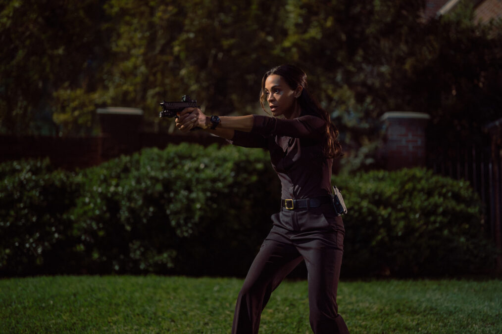 Zoe Saldaña as Joe in Lioness, episode 1, season 3, streaming on Paramount+, 2026. Photo Credit: Ryan Green/Paramount+.