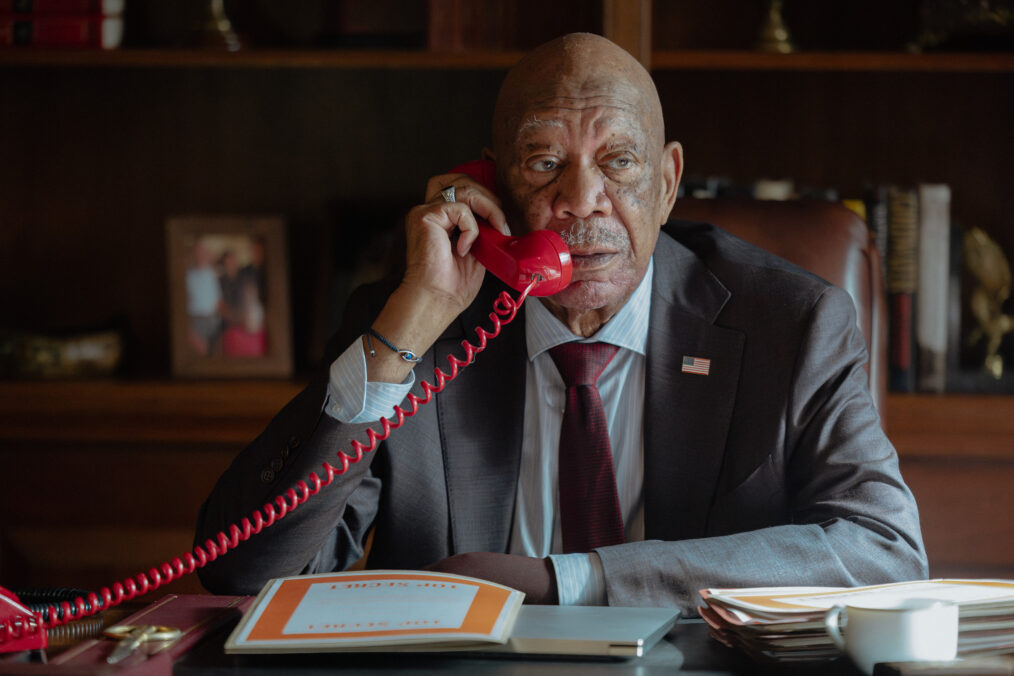 Morgan Freeman as Edwin Mullins in Lioness, episode 4, season 3, streaming on Paramount+, 2026. Photo Credit: Lauren Smith/Paramount+.