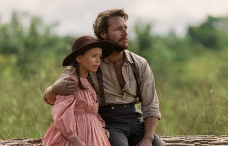 Little House on the Prairie. (L to R) Alice Halsey as Laura Ingalls, Luke Bracey as Charles Ingalls in episode 108 of Little House on the Prairie. Cr. Eric Zachanowich/Netflix © 2026