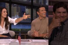 Mila Kunis, Mark Consuelos, and Ashton Kutcher on the July 29, 2026, episode of 'Live With Kelly and Mark.'