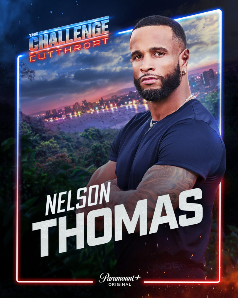 Key Art for The Challenge, Season 42, featuring Nelson Thomas, streaming on Paramount+ 2026. Photo credit: Jonne Roriz/Paramount+