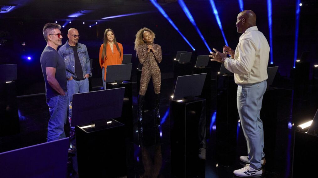 Simon Cowell, Howie Mandel, Sofía Vergara, Mel B, Terry Crews, 'America's Got Talent,' Season 21, Episode 8, NBC, July 21, 2026.
