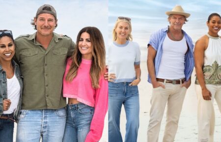 Taniya Nayak, Ty Pennington, Alison Victoria, 'Battle on the Beach' Season 1, HGTV; Sarah Baeumler, Ty Pennington, Mika Kleinschmidt, 'Battle on the Beach' Season 5, HGTV.