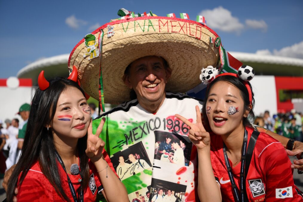 ZAPOPAN, MEXICO - JUNE 18: Fans of Mexico and Korea Republic enjoy the atmosphere before the FIFA World Cup 2026 Group A match between Mexico and Korea Republic at Guadalajara Stadium on June 18, 2026 in Zapopan, Mexico. (Photo by David Ramos/Getty Images)