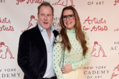Chris Henchy and Brooke Shields attend Artists for Artists Party and Auction at Sotheby's on December 14, 2021