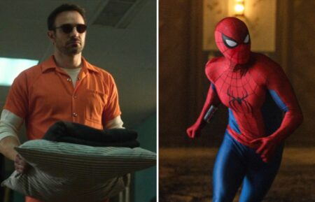 Charlie Cox as Daredevil and Tom Holland as Spider-Man