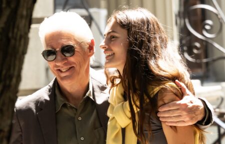 Richard Gere and Diana Silvers are seen on the set of "Asymmetry" on July 13, 2026 in New York City.