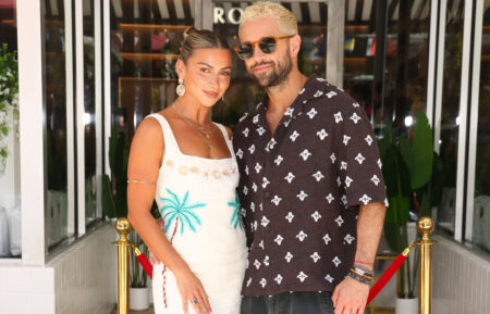 Daniella Karagach and Pasha Pashkov celebrate the opening of Sulta Rosa Coffee & Desserts on July 07, 2026 in Miami Beach, Florida
