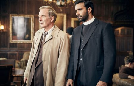 Robson Green as Geordie Keating, Rishi Nair as Alphy Kottaram in Grantchester