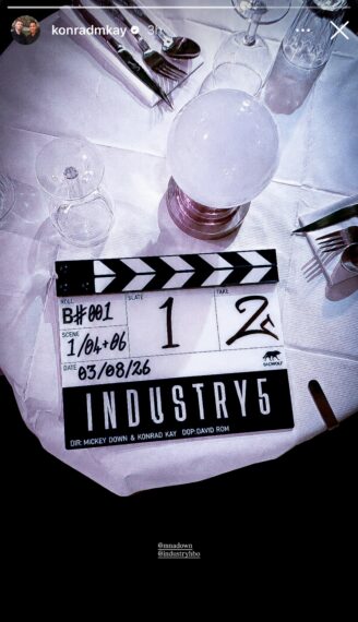 Konrad Kay Instagram story of 'Industry' final season clapper board
