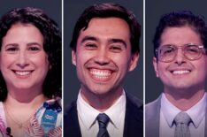 'Jeoaprdy!' contestants (from left) Marisa Rizzuti, Caleb Groen, and Armando Marin, on July 15, 2026