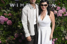 Joe Jonas and Denise Jonas in the Arrivals Hub at The Championships 2026, held at The All England Lawn Tennis Club, Wimbledon, Day 4, on July 2, 2026