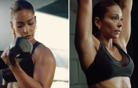 "The Price Is Right" model Manuela Arbeleaz working out and showing off her six-pack abs