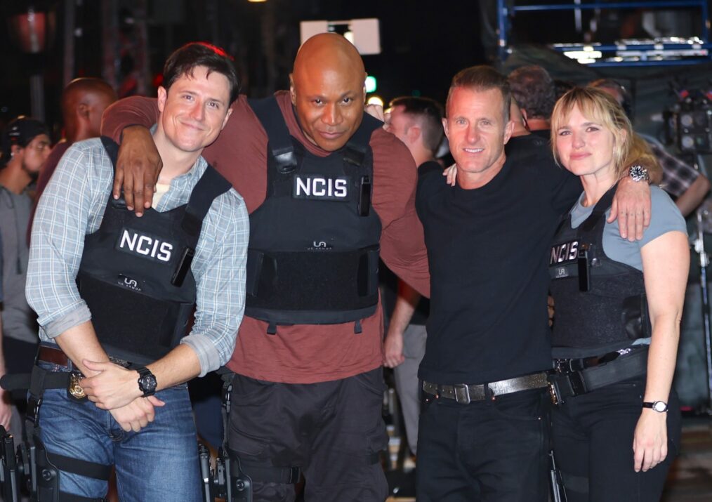 Shane Harper, LL Cool J, Scott Caan and Jacqueline Byers are seen filming at the "NCIS: NY" set in Brooklyn on July 17, 2026 in New York City
