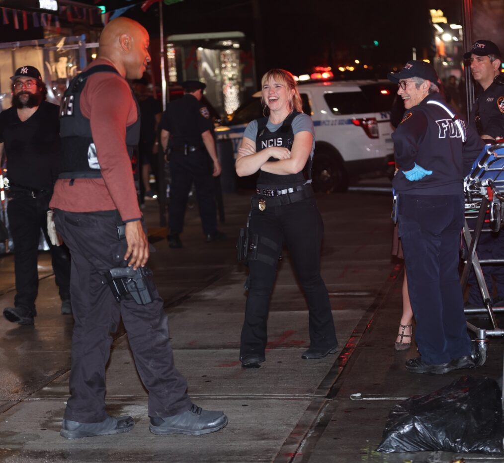 LL Cool J and Jacqueline Byers are seen filming at the "NCIS: NY" set in Brooklyn on July 17, 2026 in New York City