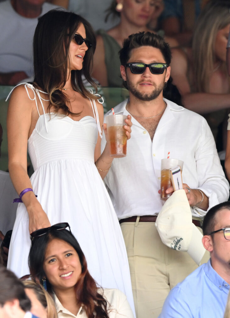 Amelia Woolley and Niall Horan attend day one of the 2026 Wimbledon Tennis Championships at the All England Lawn Tennis and Croquet Club on June 29, 2026