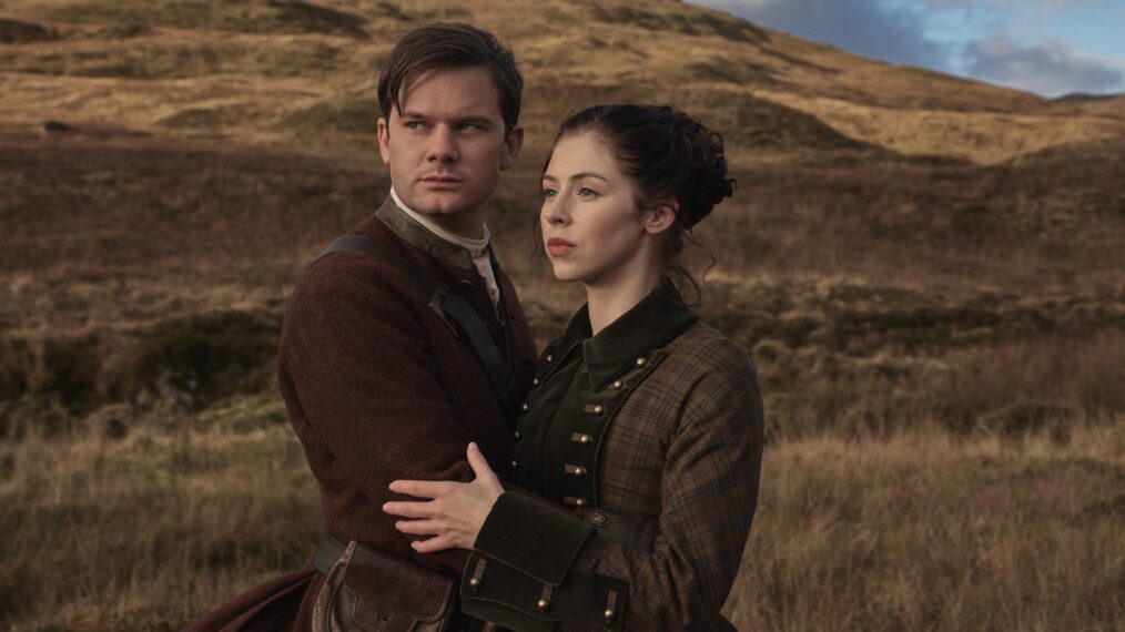 Jeremy Irvine and Hermione Corfield in 'Outlander: Blood of My Blood'
