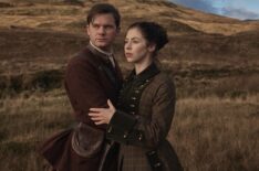 Jeremy Irvine and Hermione Corfield in 'Outlander: Blood of My Blood'